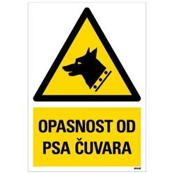 Samolepljiva nalepnica - opasnost od psa čuvara - 230x330mm