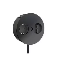 BACHMANN Ugradna utičnica Twist 1xšuko, 1xdup, USB crna