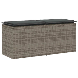 Vrtna klupa s jastukom siva 110x40x44 cm poliratan