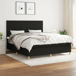 shumee Box spring postelja z vzmetnico črna 160x200 cm blago