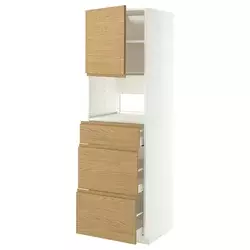 METOD / MAXIMERA Visoki element za ugradne uređaje, bela/Voxtorp im. hrastovine, 60x60x200 cm