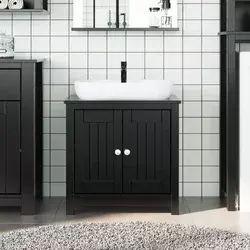 Kupaonski ormarić za umivaonik BERG crni 60x34x59 cm borovina