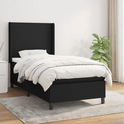 shumee Box spring postelja z vzmetnico črn 90x190 cm blago