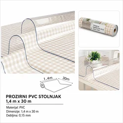KMT PVC stolnjak, 1.4x30 m, Providni