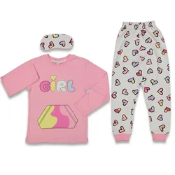 Set Pidžama i maska za spavanje za devojčice 248855, Roze