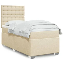 vidaXL Box spring postelja z vzmetnico krem 80x200 cm blago