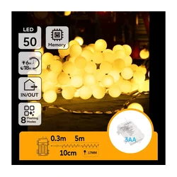 Aigostar - LED spoljni božićni lanac 50xLED/3xAA/8 funkcija 5,3 m IP44 topla bela