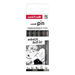 Marker Uni pin set 0,03/0,1/0,5/EFB, tamno sivi BR mm crni Manga Shojo 5/1