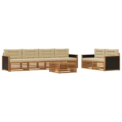 Set vanjskih sofa s jastukom 7 pcs Prirodna i bež Poliester