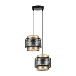 Luster na sajli GABI 2xE27/60W/230V zlatna/crna prečnik 30 cm