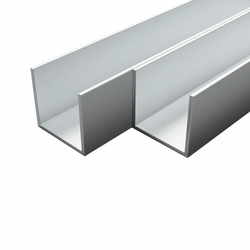 vidaXL Aluminijasti kanali U profil 4 kosi 1 m 10x10x2 mm