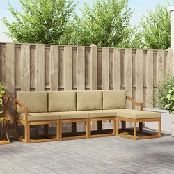 Set vanjskih sofa 5 pcs Prirodna i bež Čvrsto drvo akacije