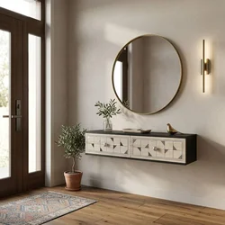 Hanah Home komoda Moka 120, 120 cm, antracit / travertin / srebrna