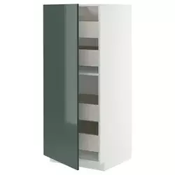 METOD / MAXIMERA Visoki element s fiokama, bela/Kallarp tamna sivozelena visokog sjaja, 60x60x140 cm