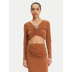 ViCOLO Bluza UD0026 Rjava Slim Fit