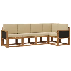 Set vanjskih sofa s jastukom 5 pcs Prirodna i bež Poliester