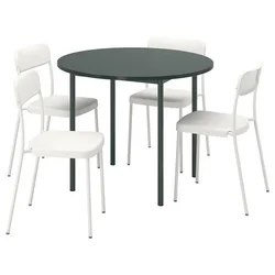 IKEA PS 2026 / VIHALS Sto i 4 stolice, zelena/bela, 96 cm