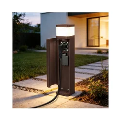 BRILAGI - Spoljašnja lampa sa 2 SCHUKO utičnice PILLAR 1xG9/11W/230V IP44 braon