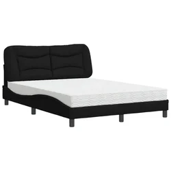 Vidaxl Postelja z vzmetnico Hvar črn 140x190 cm blago