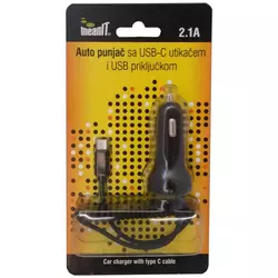 MEANIT Punjač/ auto/ sa USB i USB type C priključkom/ 2.1A