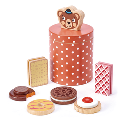 Lesena posoda s piškoti Bears Biscuit Barrel Tender Leaf Toys 6 vrst sladkarij