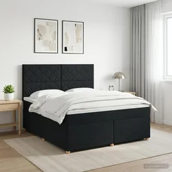 vidaXL Postelja boxspring z vzmetnico Črna 160 x 200 cm Blago