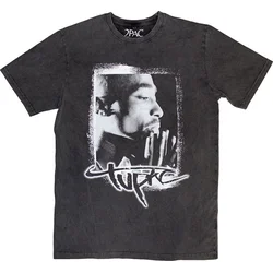 2Pac Majica Spray Photo Stone Wash Unisex Charcoal Grey L