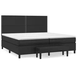Vidaxl Box spring postelja z vzmetnico črna 200x200 cm umetno usnje