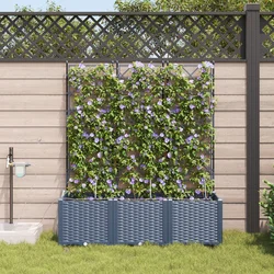 Vrtna saksija 3 pcs Sivi 120 x 40 x 142 cm Plastika
