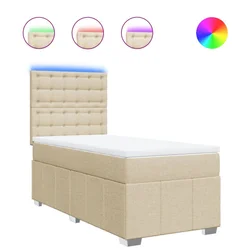 Vidaxl Box spring postelja z vzmetnico krem 80x200 cm blago