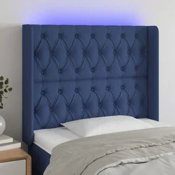 Vidaxl vidaXL Vzglavje postelje z LED modro 103x16x118/128 cm blago