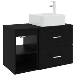 Set namještaja za kupaonicu 2 pcs Crni hrast Konstruirano drvo