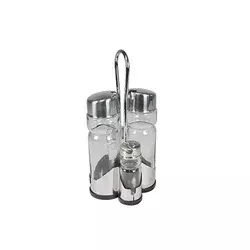 Sigma Set posuda za so, biber i ulje JIN-3036, Srebrne boje