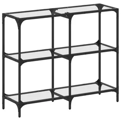 Konzolni stol s prozirnom staklenom površinom 98x30x81 cm čelik