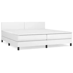 Vidaxl Box spring postelja z vzmetnico bela 200x200 cm umetno usnje