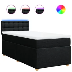 Vidaxl Box spring postelja z vzmetnico črna 90x200 cm blago