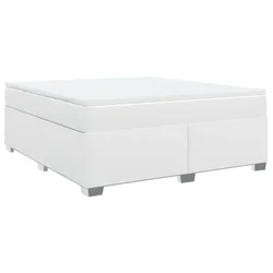 Vidaxl Box spring postelja z vzmetnico bela 180x200 cm umetno usnje