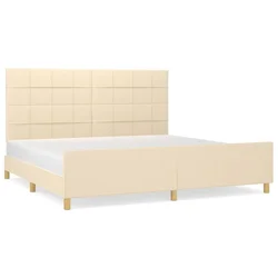 Vidaxl Posteljni okvir brez vzmetnice krem 200x200 cm blago