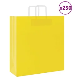 Papirnate vrećice 250 kom s ručkama žute 45x17x48 cm