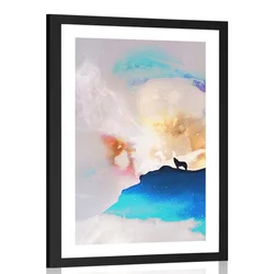 Plakat s paspartujem abstrakcija tulečega volka - 40x60 white