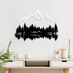 Opviq Zidna dekoracija Nature And Mountain-12, 62x22cm 70x51cm 1.5mm, Crno-bela
