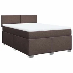 Vidaxl Box spring postelja z vzmetnico temno rjav 140x190 cm blago