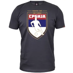 011Shop Muška majica kratkih rukava, Srbija štit svi u napad EP 2024, Tamnosiva