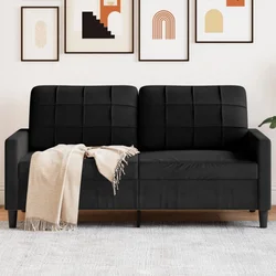vidaXL Kavč dvosed črn 140 cm žamet