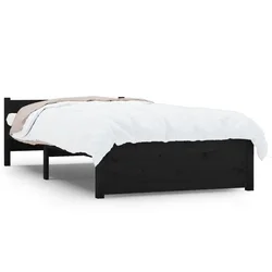 Vidaxl Posteljni okvir črn iz trdnega lesa 90x200 cm