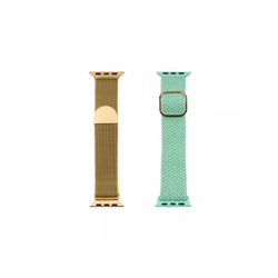 JUST IN CASE Set dve narukviceza Apple Watch, 38-41mm, Zlatna i tirkizna