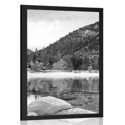 Plakat jezero v naravi v črnobeli varianti - 20x30 no frame