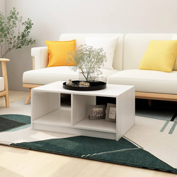 Den Klubska mizica bela 75x50x33,5 cm trdna borovina