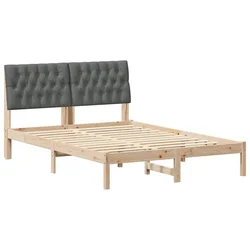 Vidaxl Posteljni okvir z oblazinjenim vzglavjem Rjava 135 x 190 cm