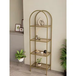 Hanah Home Idil polica za knjige 47 × 158 × 30 cm, zlatna / bronzano staklo